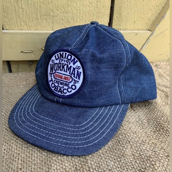 Vintage Union Workman Chewing Tobacco Denim Snapback Hat J. R. Pepper Co.